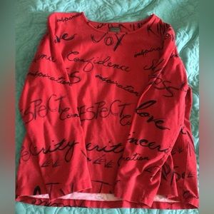 Red Long Sleeved Positivity Words Shirt Size 3